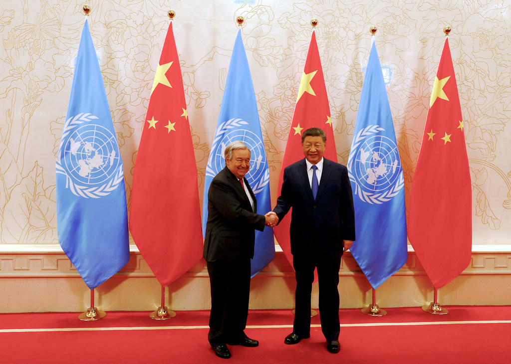 联合国秘书长古特雷斯与中国国家主席习近平在天津举行会晤。